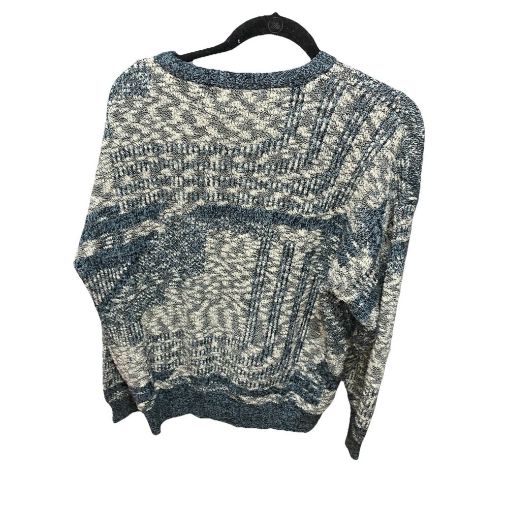 Vintage Michael Gerald 90s pullover sweater gray and white geometric pattern - Picture 2 of 6